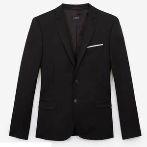 The Kooples Fitted Black Wool Suit (Jacket + Pants)